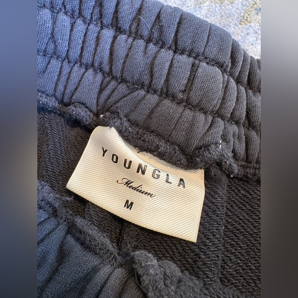 YoungLA Center Line Jogger Sweatpants Medium Black Spellout - Picture 5 of 8